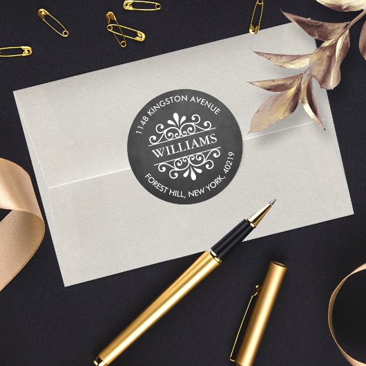 黒板スワ華美ールズカスタム差出人住所 ラウンドシール