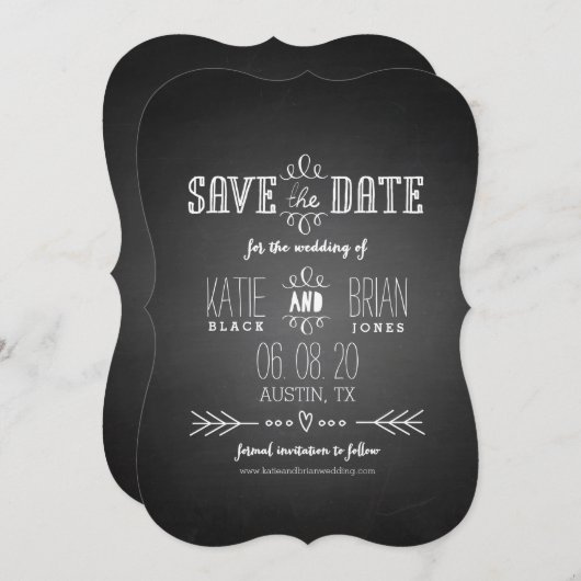 黒板セーブ・ザ・デート案内 セーブザデート (正面/裏面)