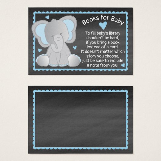 黒板ゾウ男の赤ちゃんシャワーが本を持ってくる (正面&裏面)