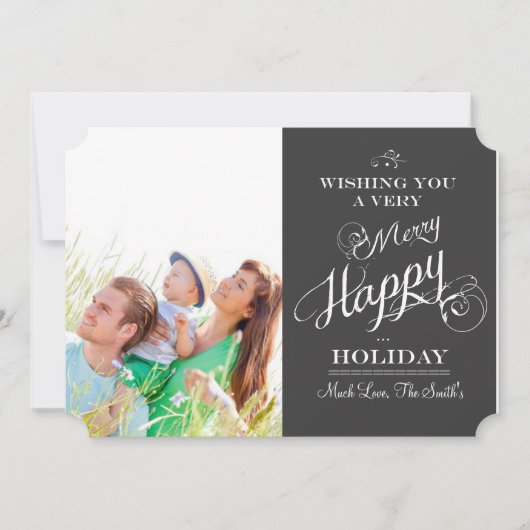 黒板タイポグラフィクリスマスフォトカード シーズンカード (正面)