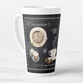 黒板タイポグラフィコーヒーチョコレートnデザート カフェラテマグ