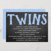 黒板タイポグラフィツインボーイズ赤ちゃんシャワー 招待状 (正面/裏面)