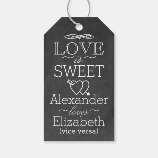 黒板タイポグラフィメッセージカード |愛は甘い ギフトタグ (正面)