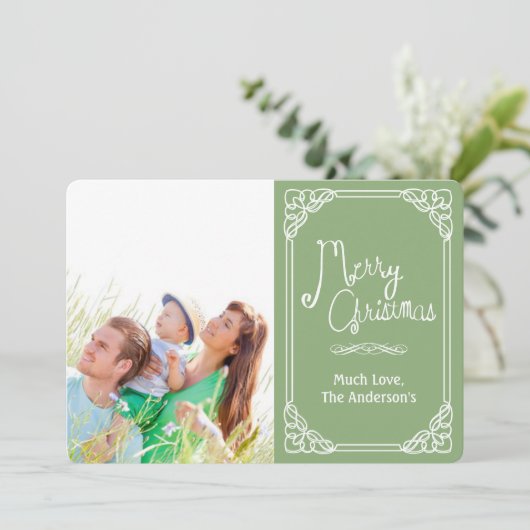 黒板タイポグラフィメリークリスマスフォトカード シーズンカード (スタンド正面)