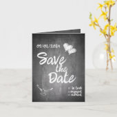 黒板タイポグラフィ結婚発表 カード (黄色い花)