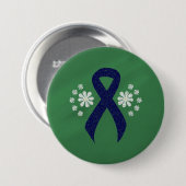 黒板ダークブルーリボン 缶バッジ (正面&裏面)