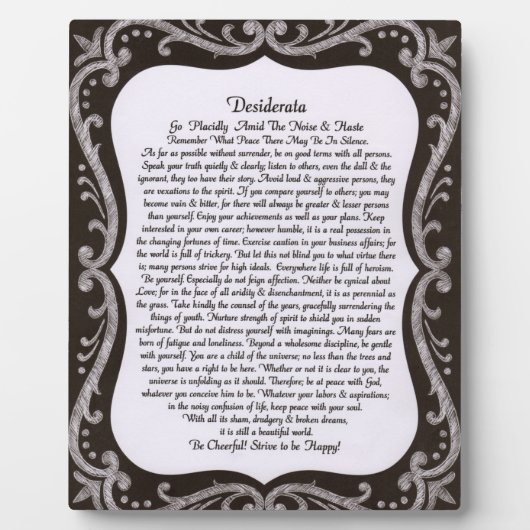 黒板チョークボードのDesiderata フォトプラーク (正面)