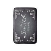 黒板チョークボードホワイトスワールパーソナライズされた バスマット (正面縦)