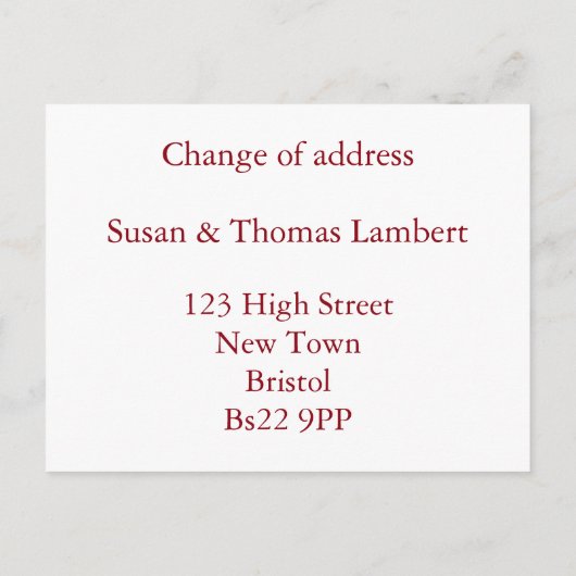 黒板チョークボードレトロアドレスの変更 案内ポストカード (裏面)