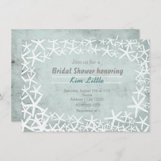 黒板チョークヴィンテージビーチヒトデ招待状 招待状 (正面/裏面)