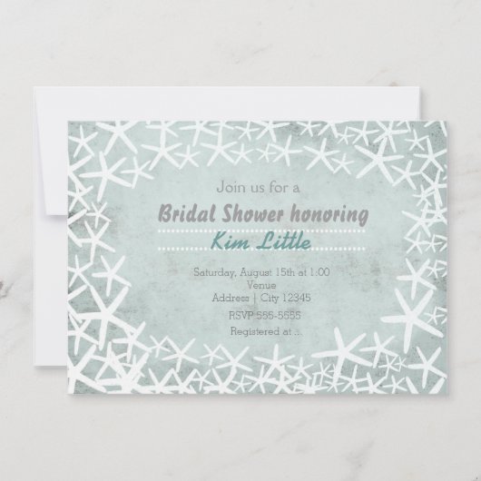 黒板チョークヴィンテージビーチヒトデ招待状 招待状 (正面)