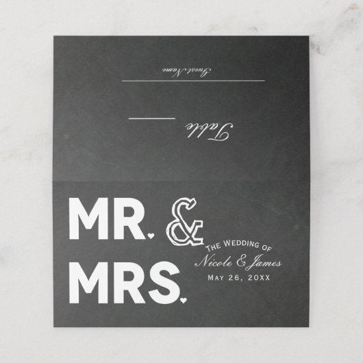 黒板チョーク氏ミセスの結婚テーブル席 プレイスカード (外部開封)