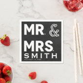 黒板チョーク氏ミセス結婚婚約 スタンダードカクテルナプキン (インサイチュ)