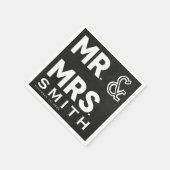 黒板チョーク氏ミセス結婚婚約 スタンダードカクテルナプキン (角)