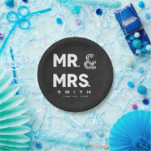 黒板チョーク氏ミセス結婚婚約 ペーパープレート (パーティー)