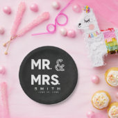 黒板チョーク氏ミセス結婚婚約 ペーパープレート (パーティー)
