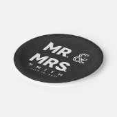 黒板チョーク氏ミセス結婚婚約 ペーパープレート (アングル)