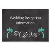 黒板ティール(緑がかった色)ビーチ結婚式披露宴インサート テーブルナンバー (正面)