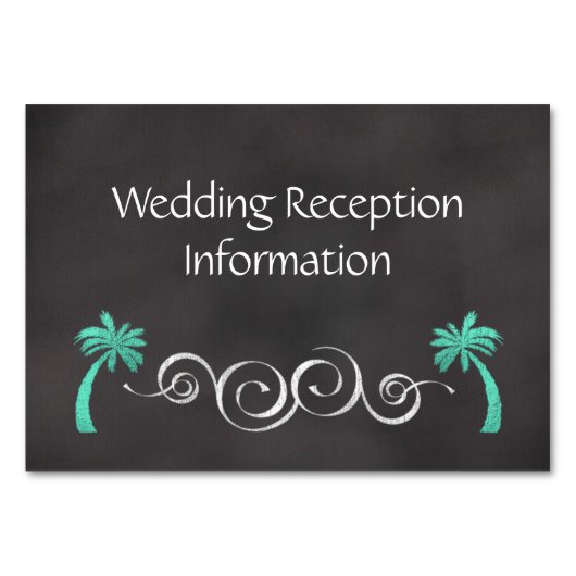 黒板ティール(緑がかった色)ビーチ結婚式披露宴インサート テーブルナンバー (正面)