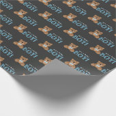 黒板テディベア少年ベイビーシャワー ラッピングペーパー (角)