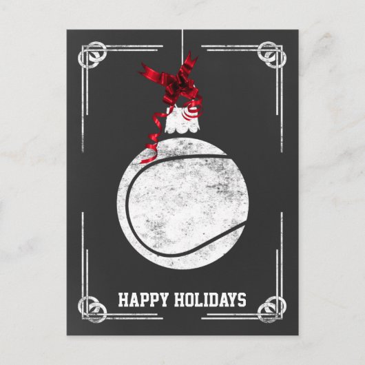 黒板テニス選手クリスマスカード シーズンポストカード (正面)