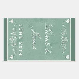 黒板テーマとハート 長方形シール