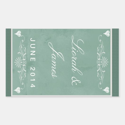 黒板テーマとハート 長方形シール (正面)