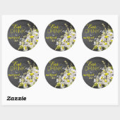 黒板デイジー素朴結婚のギフトラベル ラウンドシール (シート)