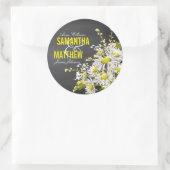 黒板デイジー素朴結婚のギフトラベル ラウンドシール (バッグ)