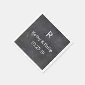 黒板デザイン素朴結婚のモノグラム名 スタンダードカクテルナプキン (角)