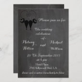 黒板トレンディーおもしろい猫ラブカップル結婚ズ 招待状 (正面/裏面)