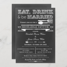 黒板ドリンク食べリハーサルディナー招待状