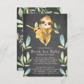 黒板ナマケモノ赤ちゃんシャワーベビー用ブック エンクロージャーカード (正面/裏面)