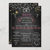 黒板ナース卒業 招待状 (正面/裏面)