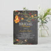黒板ハイビスカスフローラ鳥類ブライダルシャワー 招待状 (スタンド正面)