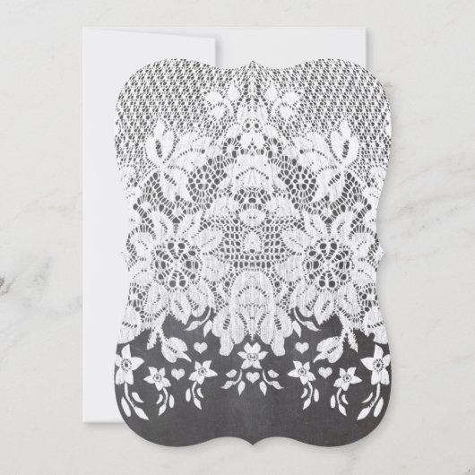 黒板ハートとレースエレガントな結婚式 招待状 (裏面)