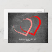 黒板ハートカスタムモダンバレンタインデー シーズンポストカード (正面/裏面)