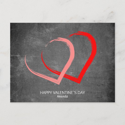 黒板ハートカスタムモダンバレンタインデー シーズンポストカード (正面)