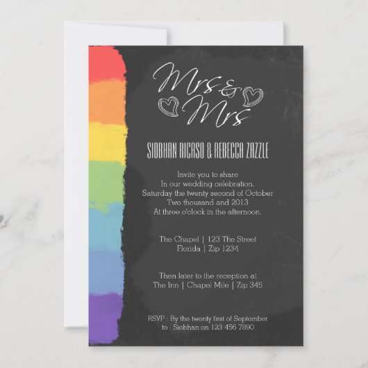 黒板ハートドードル結婚ズとプライド詳細 招待状 (正面)