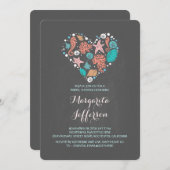 黒板ハートビーチブライダルシャワー招待状 招待状 (正面/裏面)