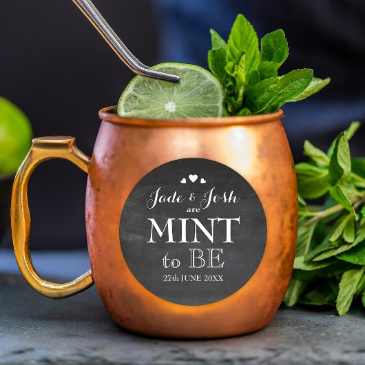 黒板ハート結婚ズミントの好意ステッカー ラウンドシール