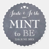 黒板ハート結婚ズミントビーフラウンド ラウンドシール (正面)