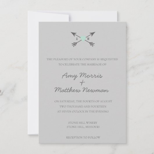 黒板ハート+矢印|結婚式招待状 招待状 (正面)