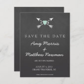 黒板ハート + 矢印 結婚式招待状 | 結婚式 セーブザデート (正面/裏面)