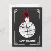 黒板バスケットボールプレーヤーのクリスマスカード シーズンポストカード (正面/裏面)