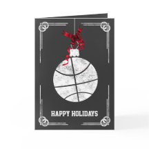 黒板バスケットボール選手クリスマスカード