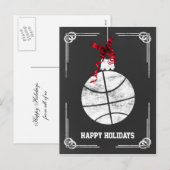 黒板バスケットボール選手クリスマスカード シーズンポストカード (正面/裏面)