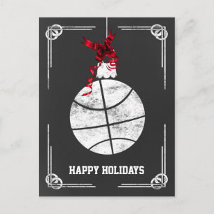 黒板バスケットボール選手クリスマスカード シーズンポストカード