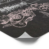 黒板バタフライヴィンテージ婚姻証明書 ポスター (角)