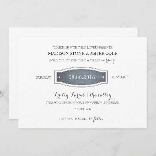 黒板バッジ結婚式招待状 招待状 (正面/裏面)